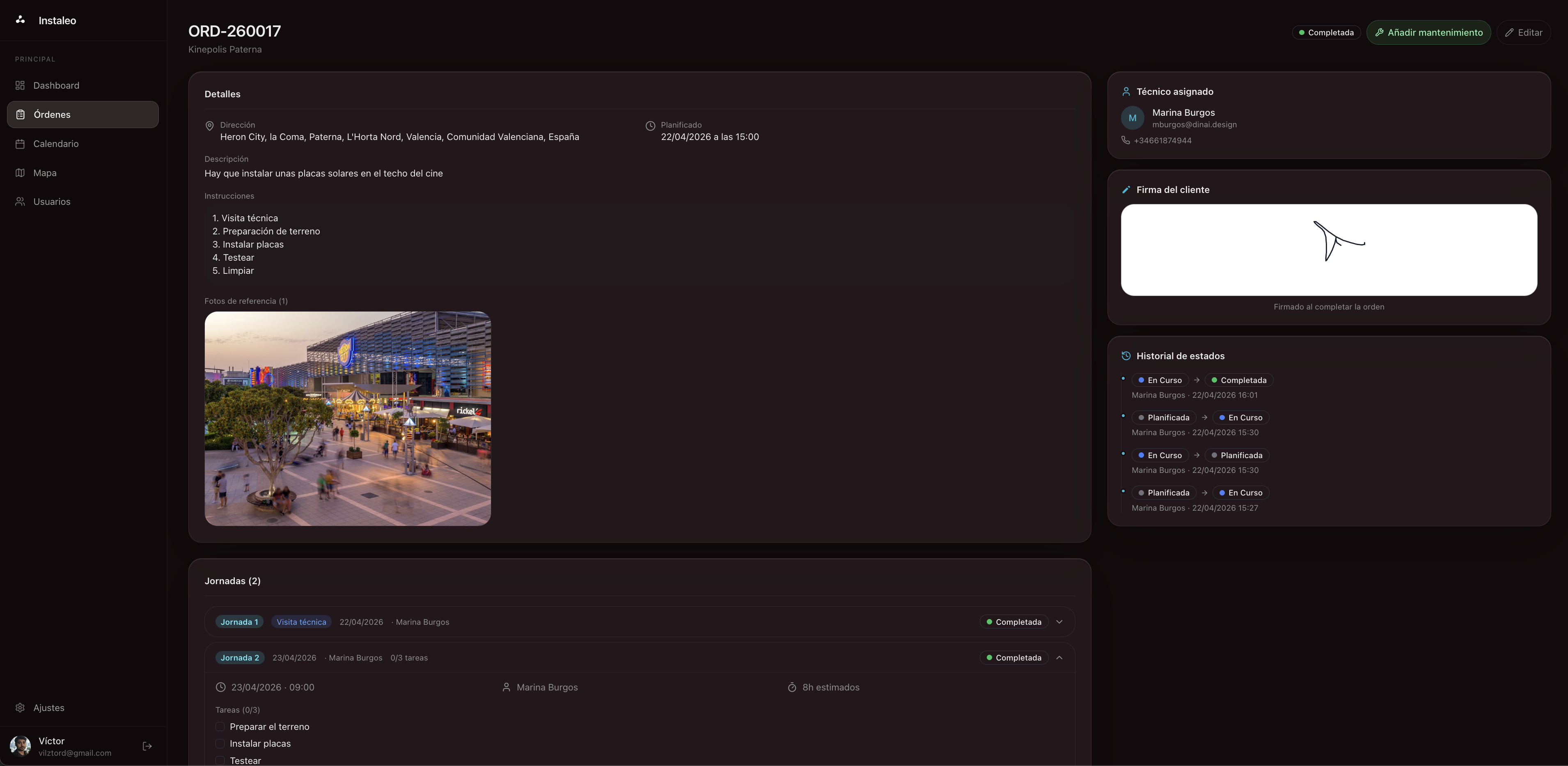 Dashboard Instaleo